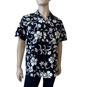 RJC Hawaiian 100% Cotton Camp Shirt Tiki Tropical Aloha Hibiscus Hawaii USA NWOT